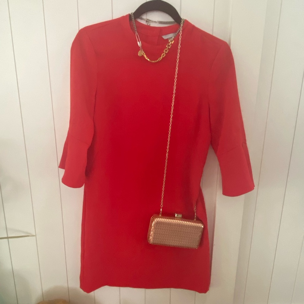 Holiday Flounce Sleeve Mini Dress